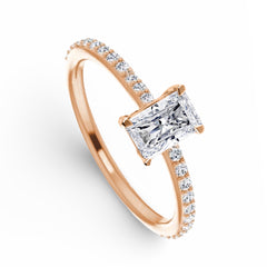 KATRINA | 0.30ct Radiant Center Paved Band Diamond Engagement Ring 14kt
