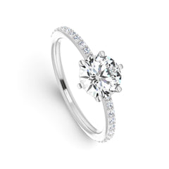 AMALIA | 0.50ct Round Center Solitaire Paved Diamond Engagement Ring 14kt