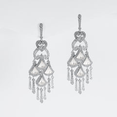 Mother of Pearl Chandelier Dangling Diamond Earrings 18kt | Editor’s Pick