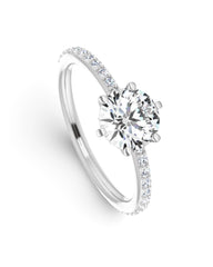 AMALIA | 0.50ct Round Center Solitaire Paved Diamond Engagement Ring 14kt