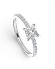 DANNIELLE | Princess Solitaire Paved Diamond Engagement Ring 14kt