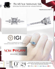 1.60cts I SI2 Princess Cut Paved Diamond Engagement Ring 14kt IGI Certified