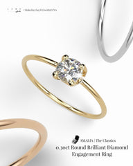 AMALIA | 0.30ct Round Classic Solitaire Diamond Engagement Ring 14kt