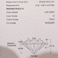 1.23ct G VVS2 Round Center Diamond Engagement Ring 14kt IGI Certified
