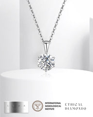 1.30ct H VS2 Round Brilliant Diamond Solitaire Necklace 18kt IGI Certified