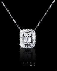 #LVNA2024 | 1.5ct Face Classic Emerald Halo Diamond Necklace 16-18" 18kt