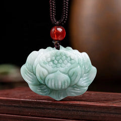 THE VAULT | Natural Myanmar Lotus Hand Carved Jadeite Necklace
