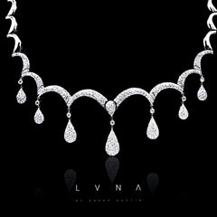 LVNA Signatures™️ Paved Teardrop Bib Diamond Necklace 18kt