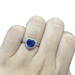 #LVNA2024 |  Classic Large Heart Sapphire Gemstone Diamond Ring 14kt