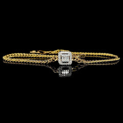 #LVNA2024 | Square Baguette Halo Diamond Golden Unisex Bracelet 18kt