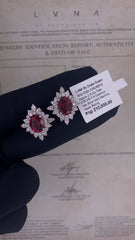 CLEARANCE BEST | Red Ruby Gemstones Statement Diamond Earrings 14kt