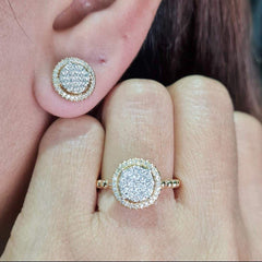 #TheSALE | Golden Round Halo Diamonds Jewelry Set 14kt