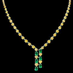 LVNA Signatures Colombian Emerald & Rare Fancy Yellow Colored Diamond Necklace 18kt | Editor’s Pick