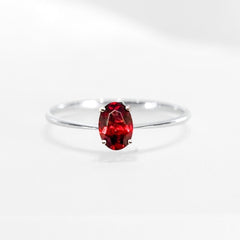 JANETTE | Oval Red Ruby Gemstones Ring 14kt