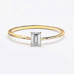 DENISE | 0.30ct Emerald Cut Solitaire Diamond Engagement Ring 14kt