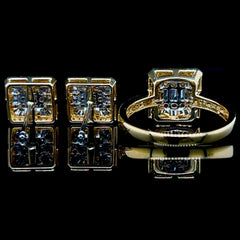 CLEARANCE BEST | Golden Classic Square Diamond Jewelry Set 14kt