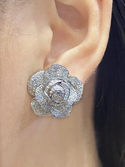 Large Flower Diamond Earrings 14kt