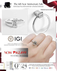 1.36ct H VS1 Emerald Cut Paved Diamond Engagement Ring 14kt IGI Certified