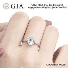 1.20ct M SI1 Oval Cut Diamond Engagement Ring 14kt | GIA Certified
