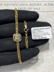 #LVNA2024 | Golden Unisex Square Halo Solid Chain Bracelet 18kt