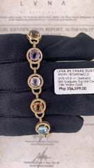 Multi-Tone Gemstones Diamond Bracelet 14kt