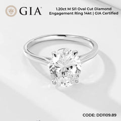 1.20ct M SI1 Oval Cut Diamond Engagement Ring 14kt | GIA Certified