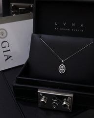 #LVNA2024 | 1.01ct L VS2 Oval Cut Center Halo Paved  Diamond Pendant Necklace GIA Certified 18kt