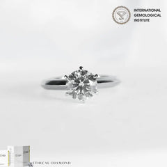 1.27ct G VS1 Round Center Diamond Engagement Ring 14kt IGI Certified