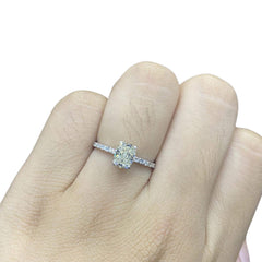 1.24cts M SI2 Cushion Cut Solitaire Paved Diamond Engagement Ring 14kt GIA Certified
