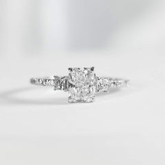 1.41cts J SI2 Radiant Brilliant Solitaire Paved Diamond Engagement Ring 14kt GIA Certified