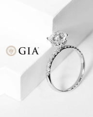 1.00ct Round Brilliant Halo Hidden Paved Diamond Engagement Ring 14kt GIA Certified