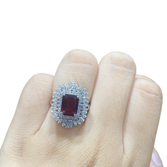 CLEARANCE BEST | Ruby Gemstones Statement Diamond Ring 14kt