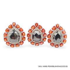 #TheSALE | Colored Nano Gemstones Pear Black Diamond Jewelry Set 14kt