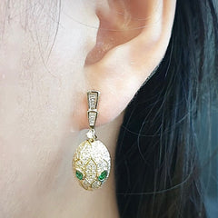 Golden Serpent Diamond Earrings 14kt