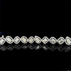 GIA Certified 1.00-1.20ct Each Fancy Cut Diamond Halo Paved Eternity Diamond Bracelet 18kt | LVNA Signatures Editor’s Pick