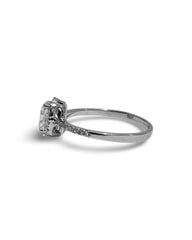 1.00ct L SI1 Cushion Cut Halo Paved Diamond Engagement Ring 14kt GIA Certified | CLR
