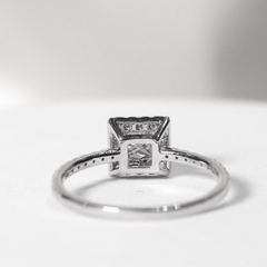DANNIELLE | 0.80cts G VS2 Princess Cut Halo Paved Diamond Engagement Ring 14kt