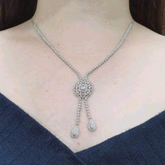 #TheSALE | Floral Knot Drop Statement Diamond Necklace 14kt