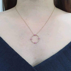 #TheSALE | Classic Floral Round Gemstones Diamond Necklace 14kt