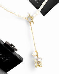 HOPE “Love” LVNA Signatures Eternity Pearl & Gold Drop Necklace