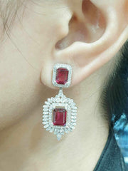 Ruby Gemstones Statement Dangling Diamond Earrings 14kt | CLEARANCE BEST