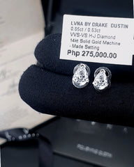 #LVNA2024 | 1.28cts HJ VVS-VS Pear Brilliant Solitaire Stud Diamond Earrings 14kt