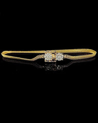 Golden Twin Small Round Lock Unisex Diamond Bracelet 14kt