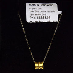 24kt Gold Lucky Charm Pendant Necklace in 16-18”