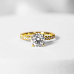 1.40ct F Flawless Round Center Paved Diamond Engagement Ring 18kt IGI Certified