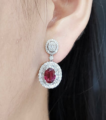 #LVNA2024 | Oval Ruby Dangling Diamond Earrings 14kt
