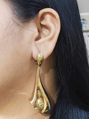 Golden Pea Drop Fine Gold Earrings 18kt
