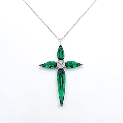 #LVNA2024 | Sapphire Religious Cross Pendant Diamond Necklace 14kt
