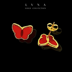 GLD | 18K Golden Carnelian Butterfly Stud Earrings