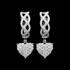 CLEARANCE BEST | Heart Infinity Dangling Diamond Earrings 14kt